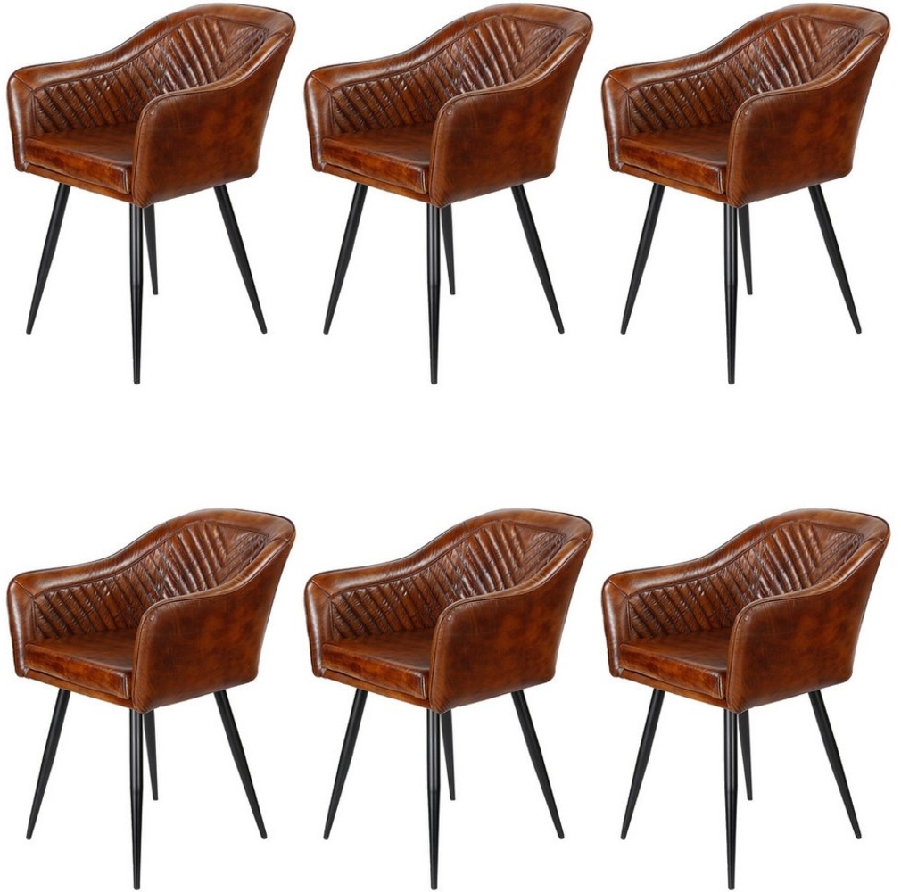 Casa Moro Armlehnstuhl Ledersessel Lederstuhl Braun (Mengen Auswahl 1 Sessel, 2er, 4er & 6er Set), bequemer Polstersessel Polsterstuhl Bild 1