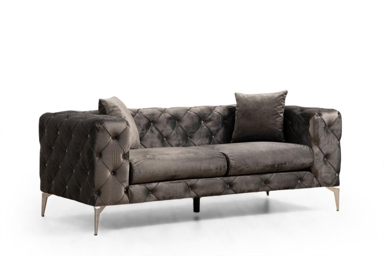 Designer Sofa Lignum Chesterfield (Samt) Anthrazit Bild 1