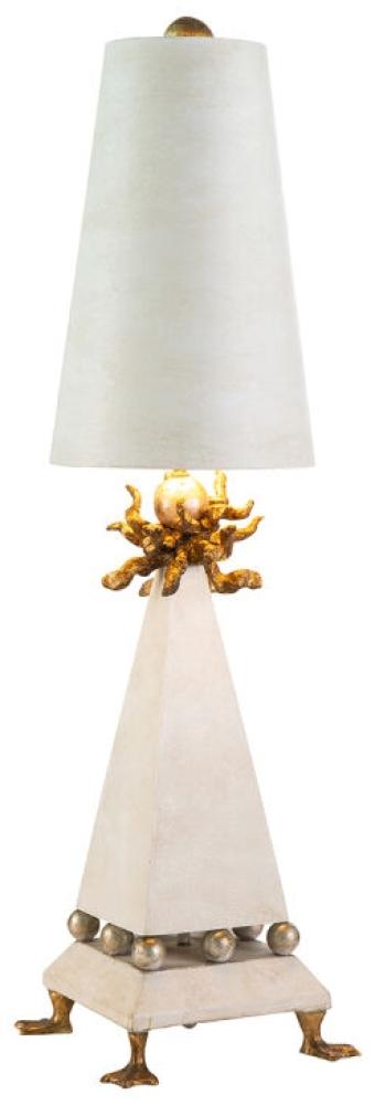 Tischleuchte, Stahl, Creme, H 81 cm Bild 1