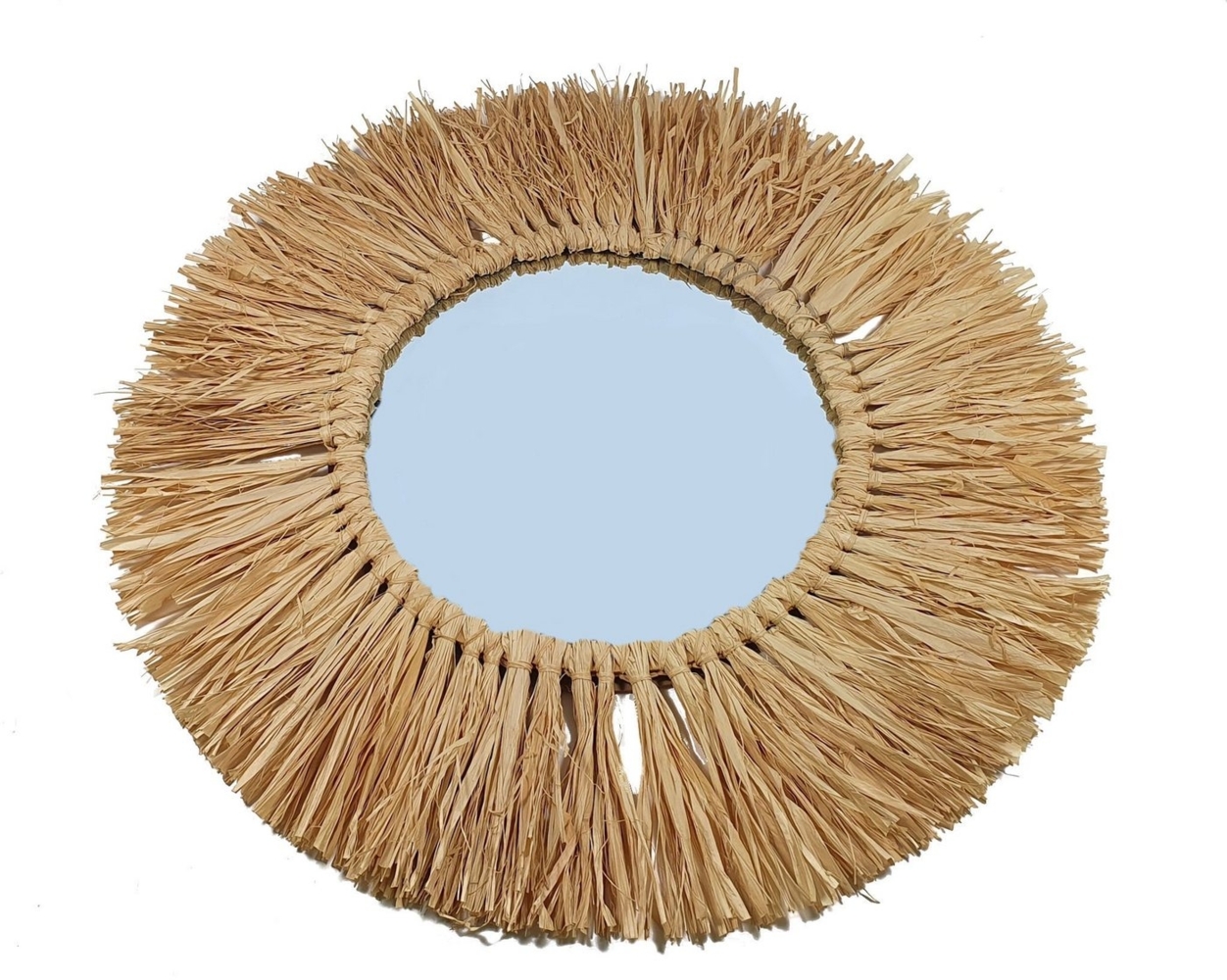 Spetebo Wandspiegel Wand Spiegel rund mit Bast Rahmen - Ø 57 cm (1 Wandspiegel, 1-St, Wandspiegel mit Umrandung aus Bast), Dekorativer Wandspiegel mit Umrandung aus Bast Bild 1