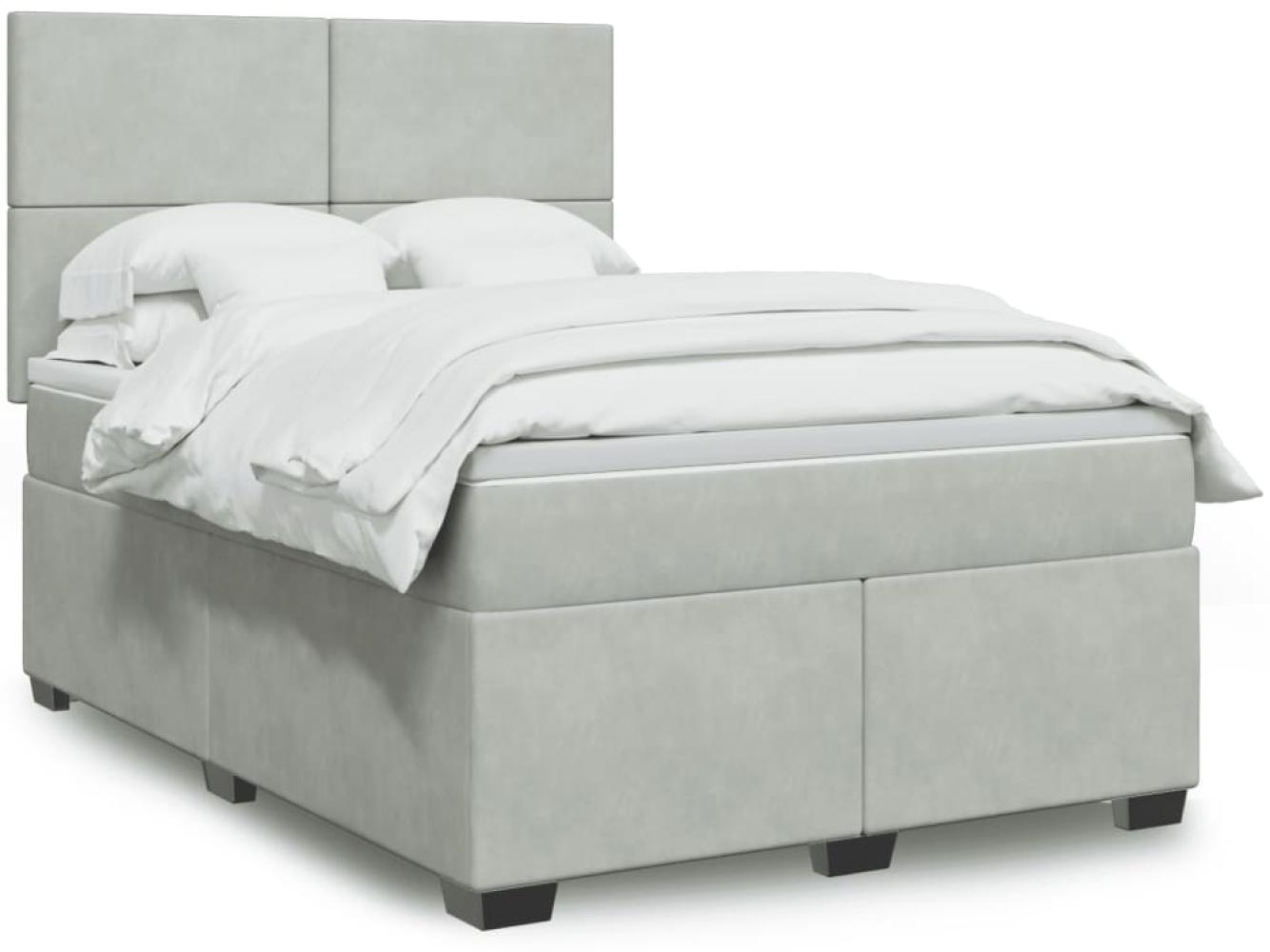 vidaXL Boxspringbett mit Matratze Hellgrau 160x200 cm Samt 3290948 Bild 1