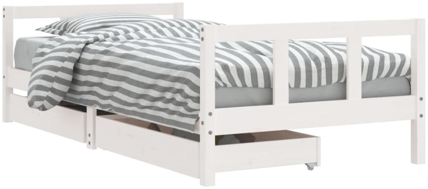 vidaXL Kinderbett mit Schubladen Weiß 90x190 cm Massivholz Kiefer 834418 Bild 1
