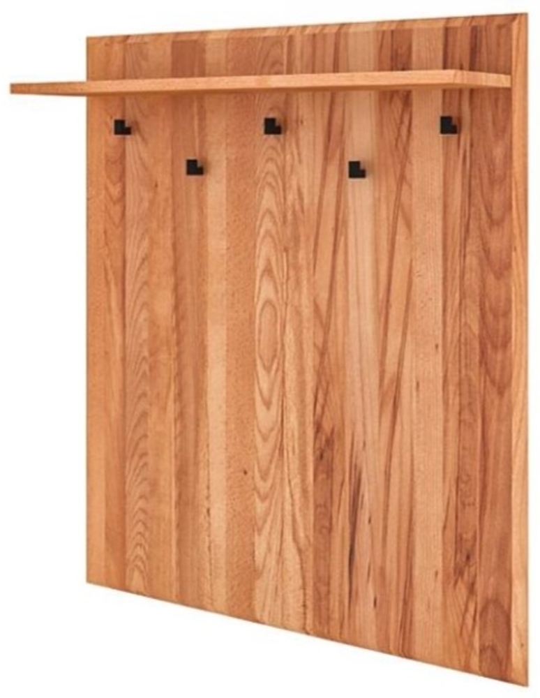 Hängegarderobe Seiba Kernbuche massiv 77x20x90 mit 5 schwarzen Metallhaken Bild 1