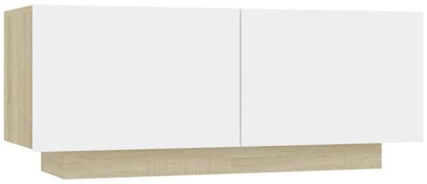 vidaXL TV-Schrank Weiß Sonoma-Eiche 100x35x40 cm Spanplatte Bild 1