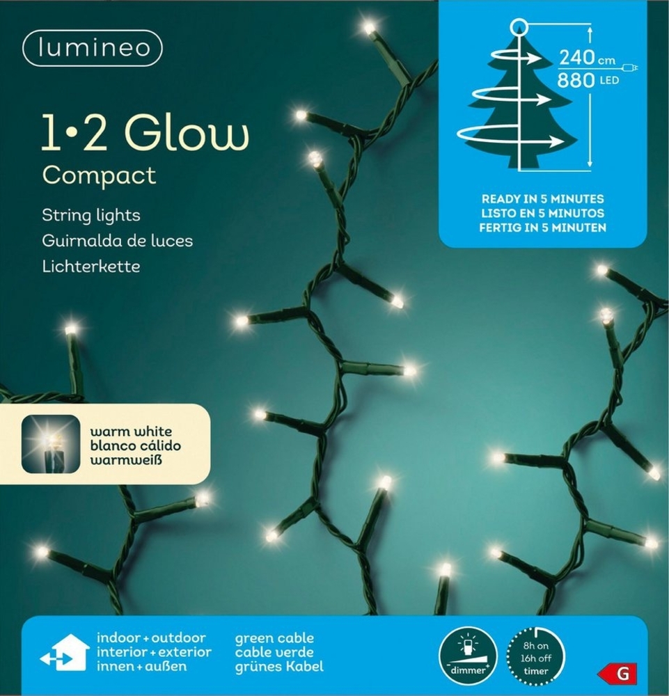 1-2 GLOW Lichterkette Weihnachtsbaum 240cm Warmweiß 880 LED Timer Schnellmontage Bild 1