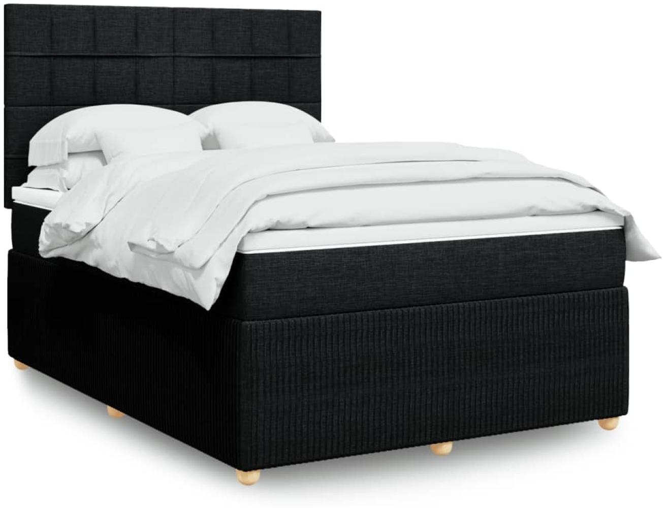 vidaXL Boxspringbett mit Matratze Schwarz 140x200 cm Stoff 3294381 Bild 1