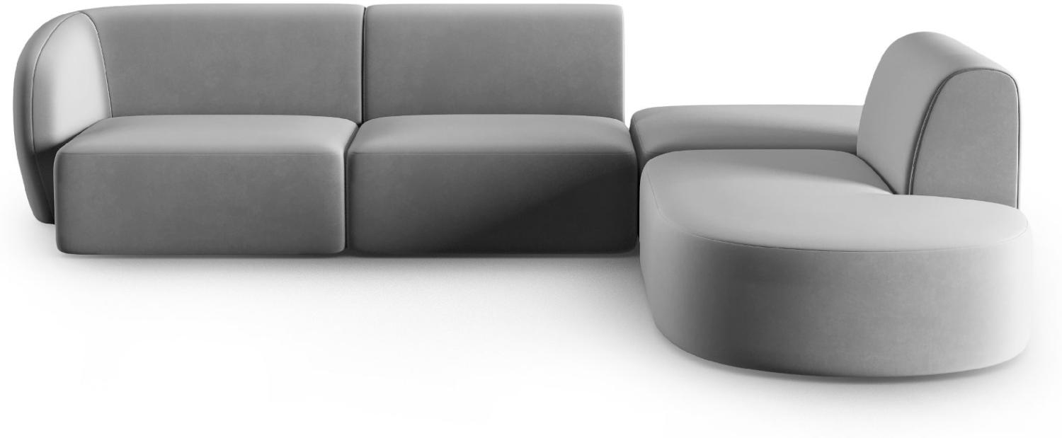 Micadoni Modulares Ecksofa Shane 5-Sitzer Rechts Samtstoff Grau Bild 1