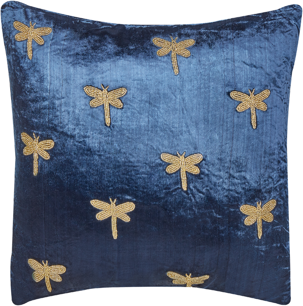 Dekokissen BLUESTEM Samtstoff 45 x 45 cm Tiermuster Stickerei Marineblau Bild 1