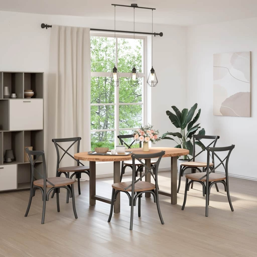 vidaXL Esstisch Hellbraun 180x90x74 cm Massivholz Eiche Oval 3305464 Bild 1