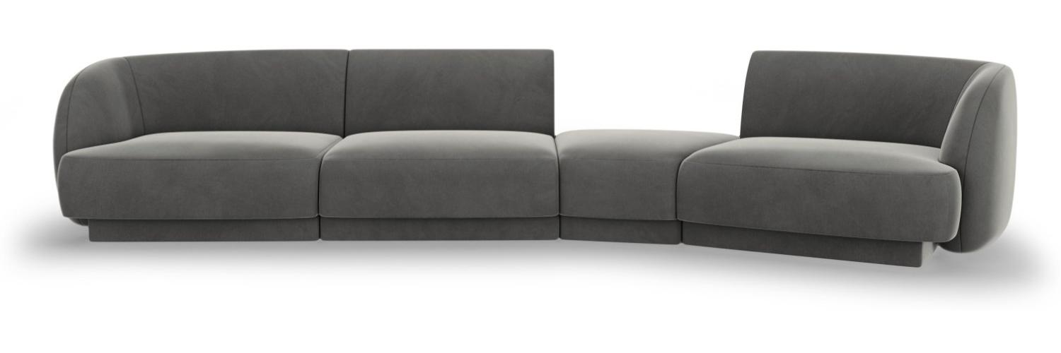 Micadoni Modulares Sofa Miley 4-Sitzer Rechts Samtstoff Hellgrau Bild 1