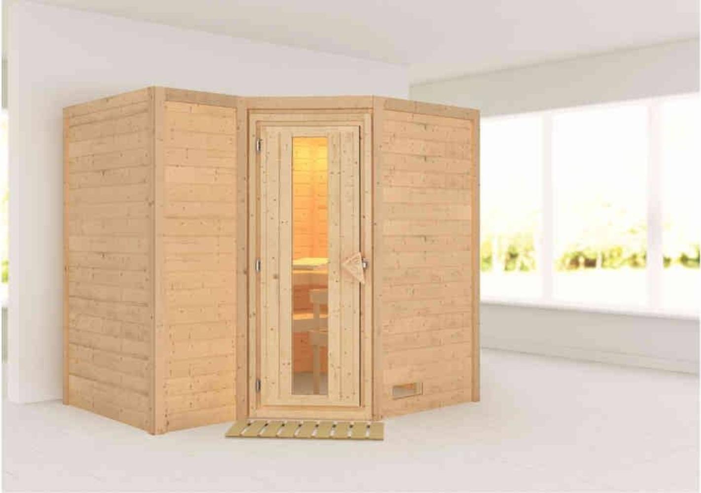 Karibu Sauna Innenkabine Sahib Innensauna 3 Sitzbänke aus Holz Saunakabine mit 40 mm Wandstärke Dampfsauna mit Montagematerial Bild 1