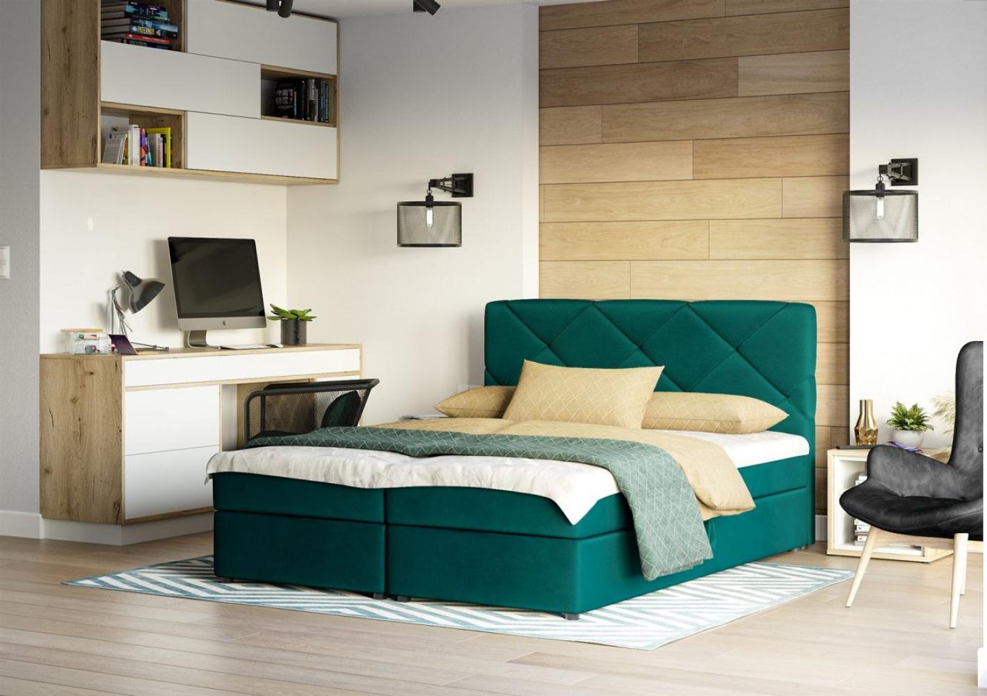 Boxspringbett MILTON 140x200 cm Meeresgrün Bild 1