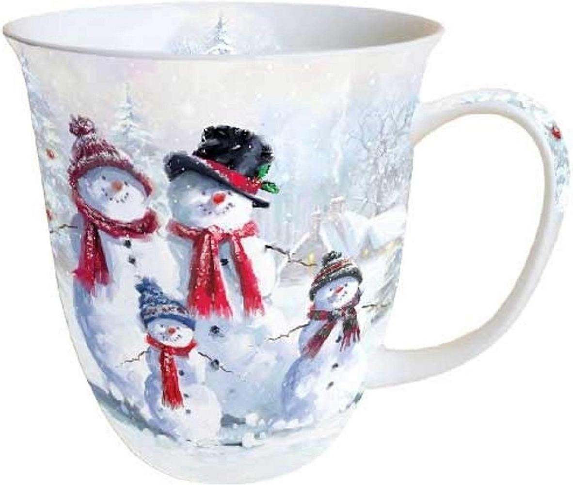 Ambiente Luxury Paper Products Becher Weihnachtsbecher- Silvester - Herbst / Winter Tee - Kaffee Tasse, Porzellan Schneeman, Kollektion Mug Weihnachten Geschenkartikel Bild 1