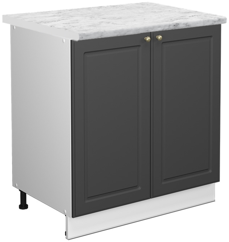 Spülenunterschrank Fame-Line Anthrazit Hochglanz 80 cm mit Regal, AP Marmor Vicco Bild 1