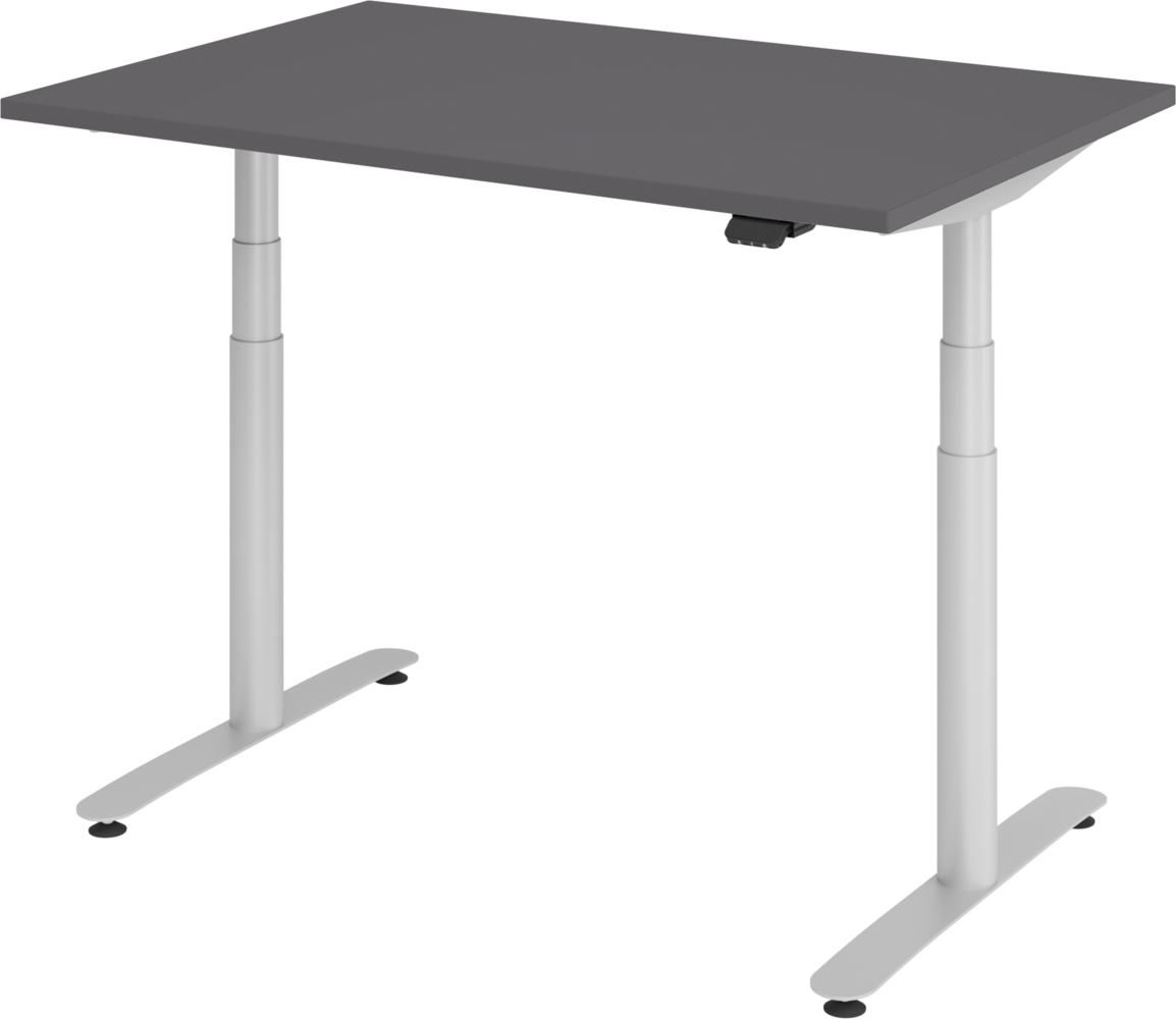 bümö elektrisch höhenverstellbarer Schreibtisch 120x80 cm mit Memory, Bluetooth & App-Steuerung - Schreibtisch höhenverstellbar elektrisch , elektrischer Schreibtisch graphit, Gestell silber, XDLR-12-G-S Bild 1