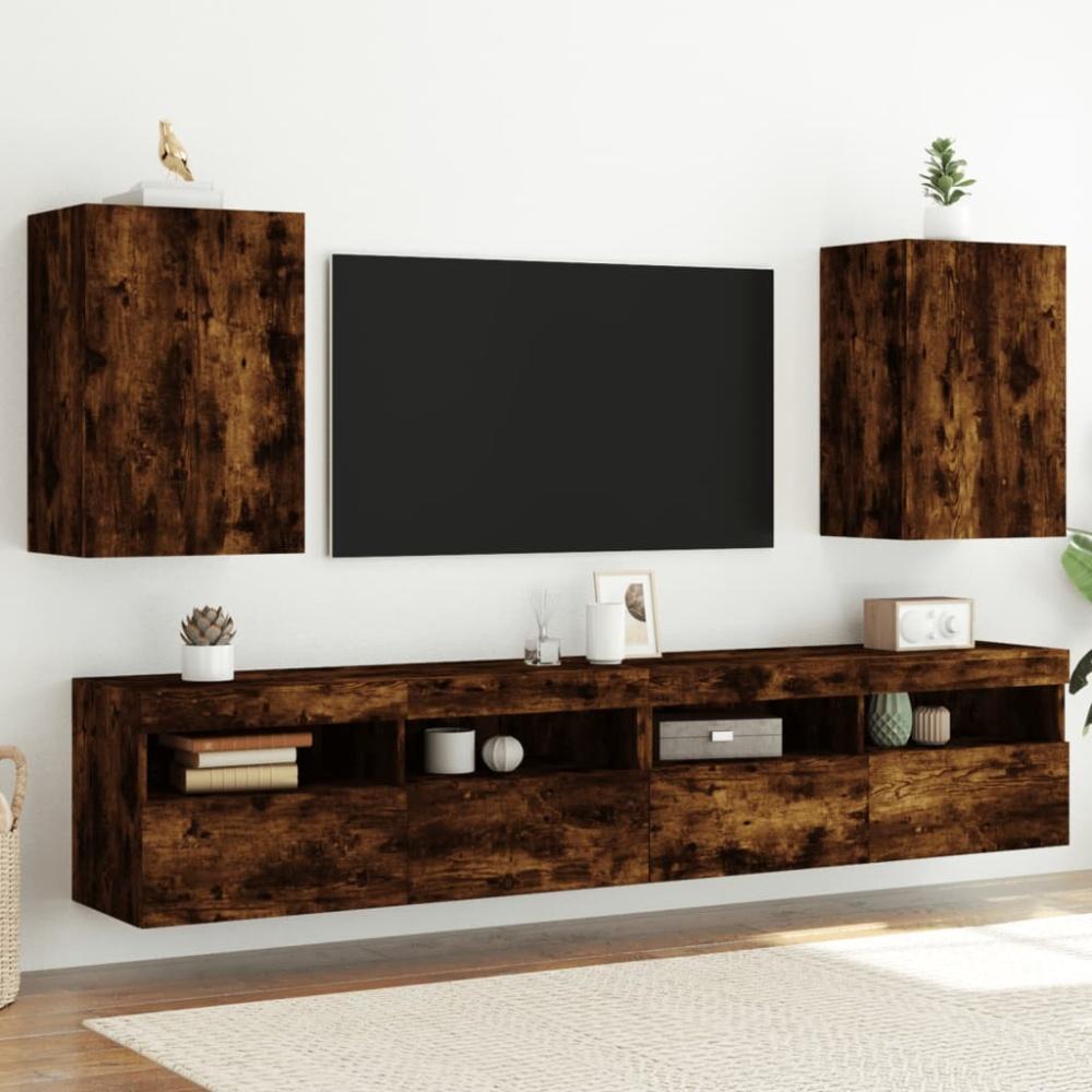 vidaXL TV-Wandschränke 2 Stk. Räuchereiche 40,5x30x60 cm Holzwerkstoff 836919 Bild 1