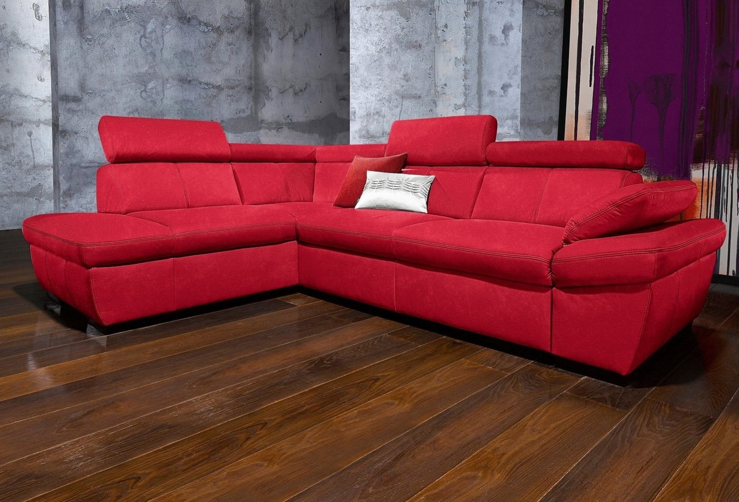 exxpo - sofa fashion Ecksofa Salerno, klassisch modernes Funktionssofa, hoher Sitzkomfort, L-Form, inkl. Kopf- und Armteilverstellung, wahlweise mit Bettfunktion Bild 1