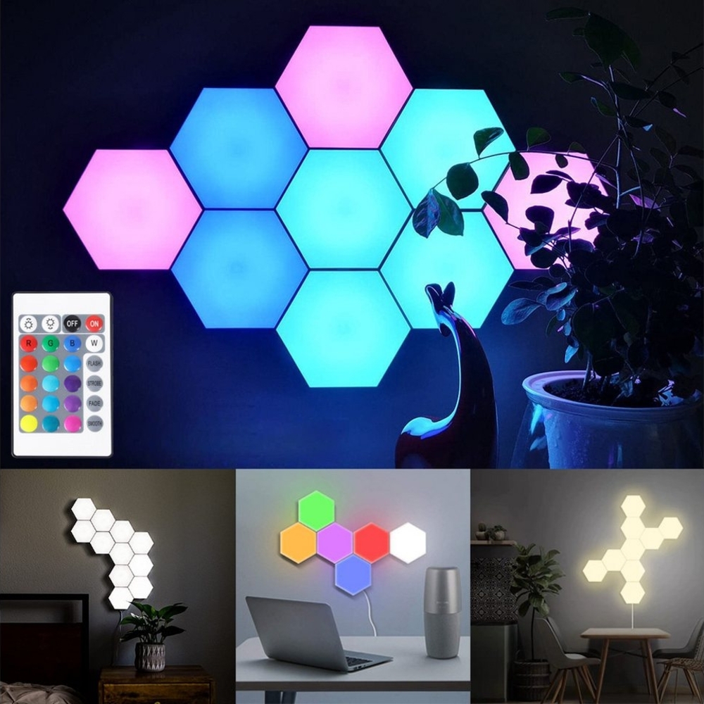 MUPOO LED Wandleuchte LED Sechseck Gaming Wandleuchte Hexagon RGB LED Panel, Musik Sync Licht für Gamer Room Deko Bild 1