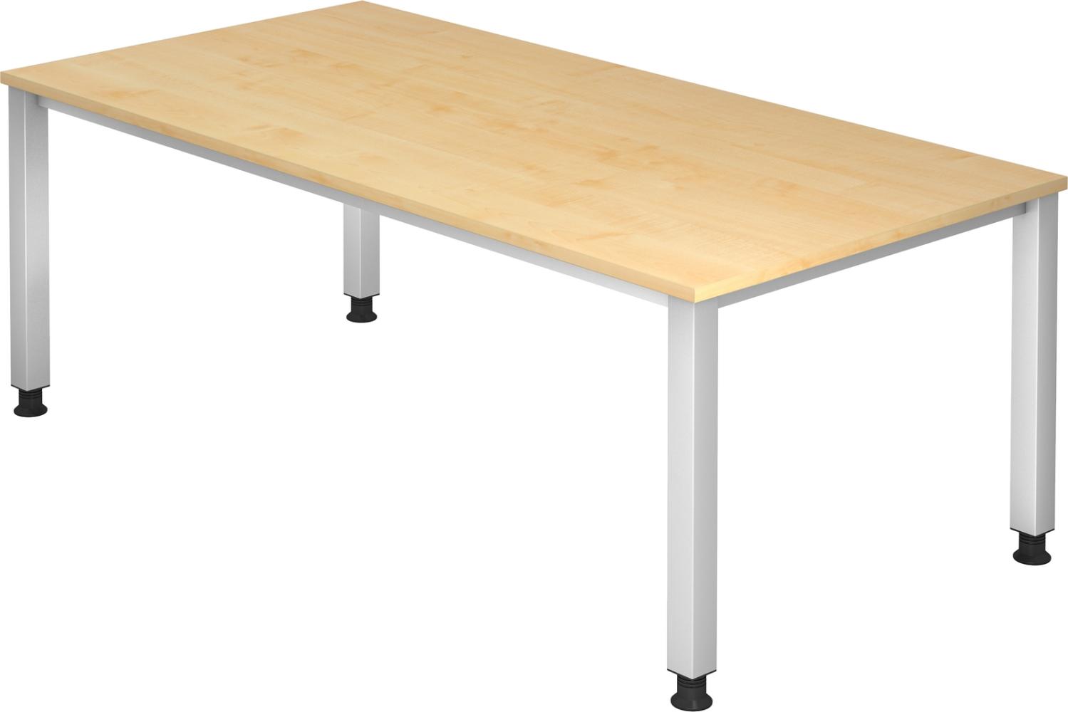 bümö manuell höhenverstellbarer Schreibtisch 200x100 cm in Ahorn - PC Tisch höhenverstellbar & groß, höhenverstellbarer Tisch Büro, großer Computertisch verstellbar, Q-Serie, QS-2E-3 Bild 1