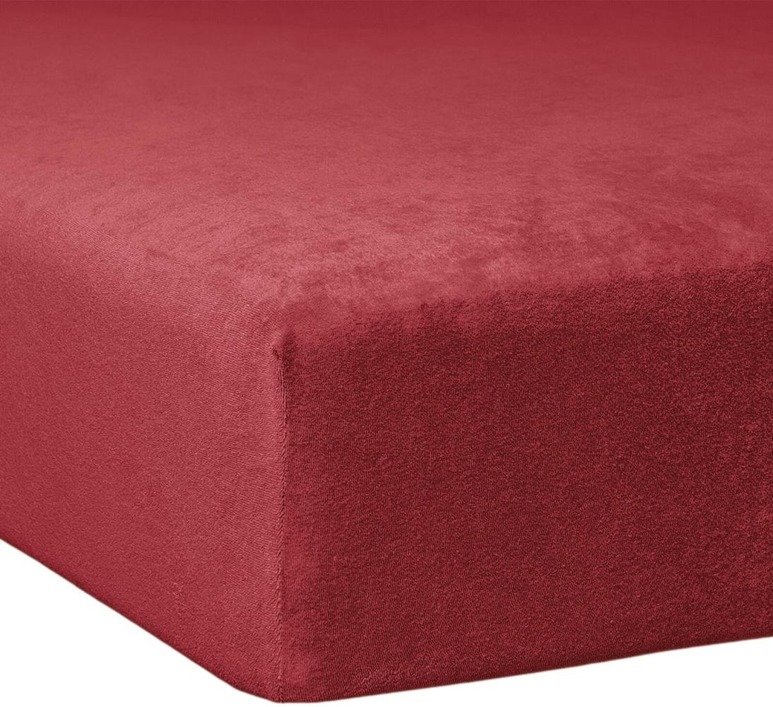 Traumschlaf Flausch Biber Boxspring Matratzen Spannbettlaken, Burgund, 180 x 200 cm Bild 1