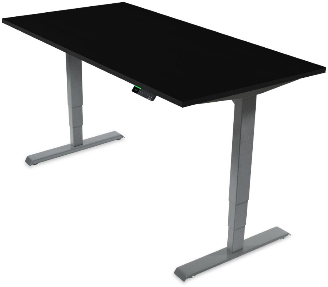 Desktopia Pro X - Elektrisch höhenverstellbarer Schreibtisch / Ergonomischer Tisch mit Memory-Funktion, Schwarz, Gestell Grau, 120x80 cm Bild 1