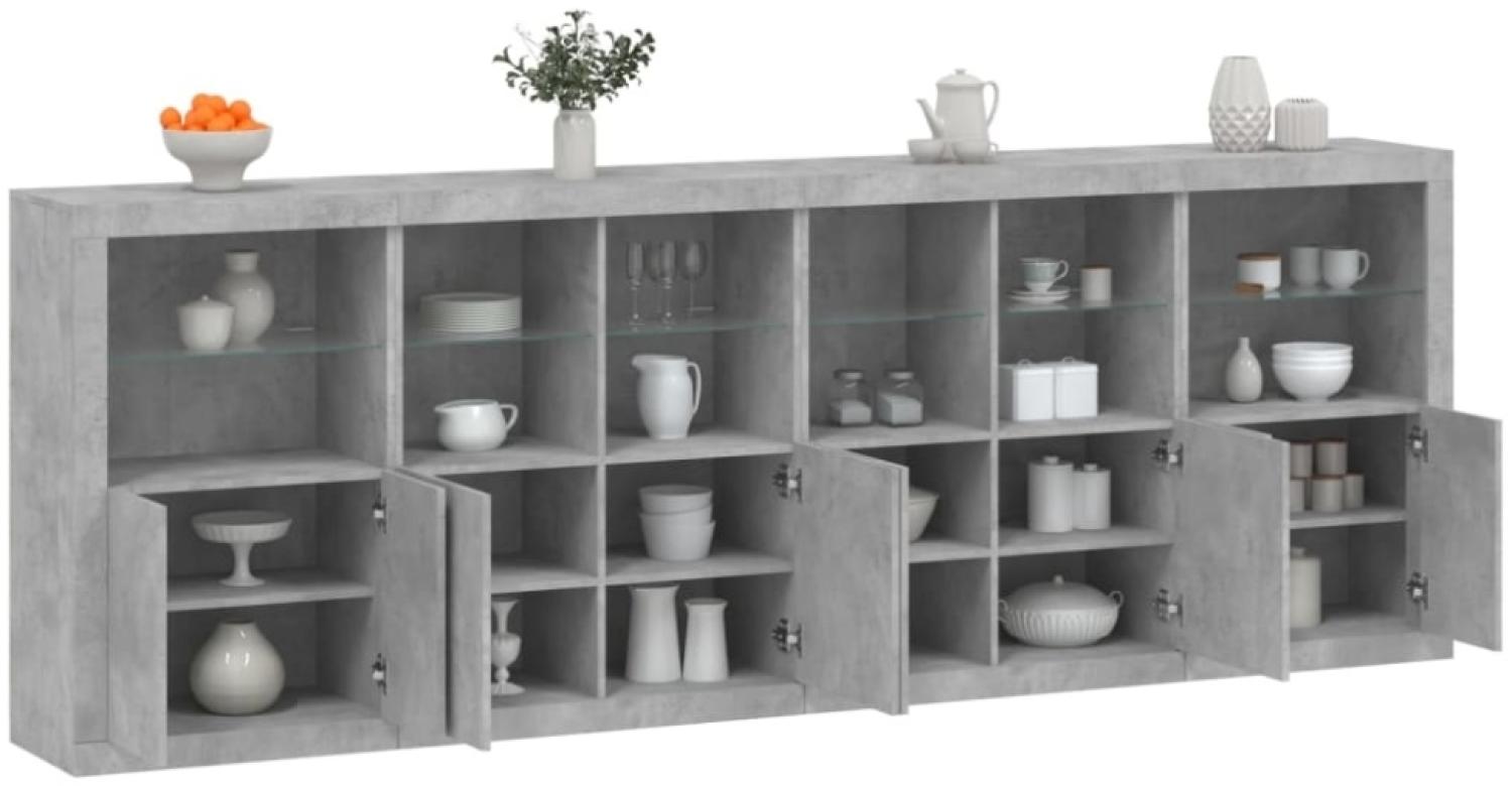 vidaXL Sideboard mit LED-Leuchten Betongrau 283x37x100 cm Bild 1