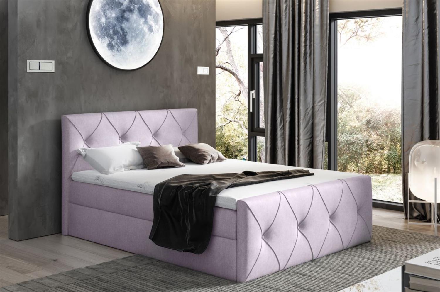 Boxspringbett Schlafzimmerbett LEWIS LUX 200x220cm in Stoff Monolith Pastellviolett Bild 1