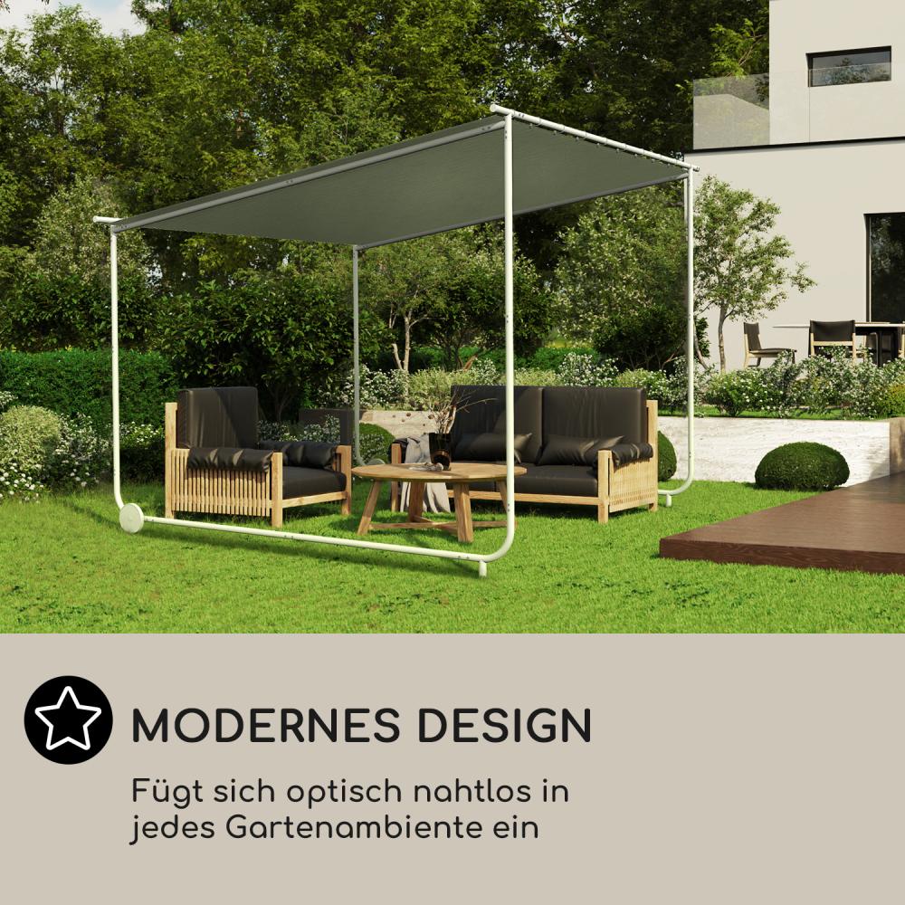 Nantes Pavillon Gazebo Sonnendach 3x3m Polyester Stahlrahmen UV50+ Bodenrollen Grün Bild 1