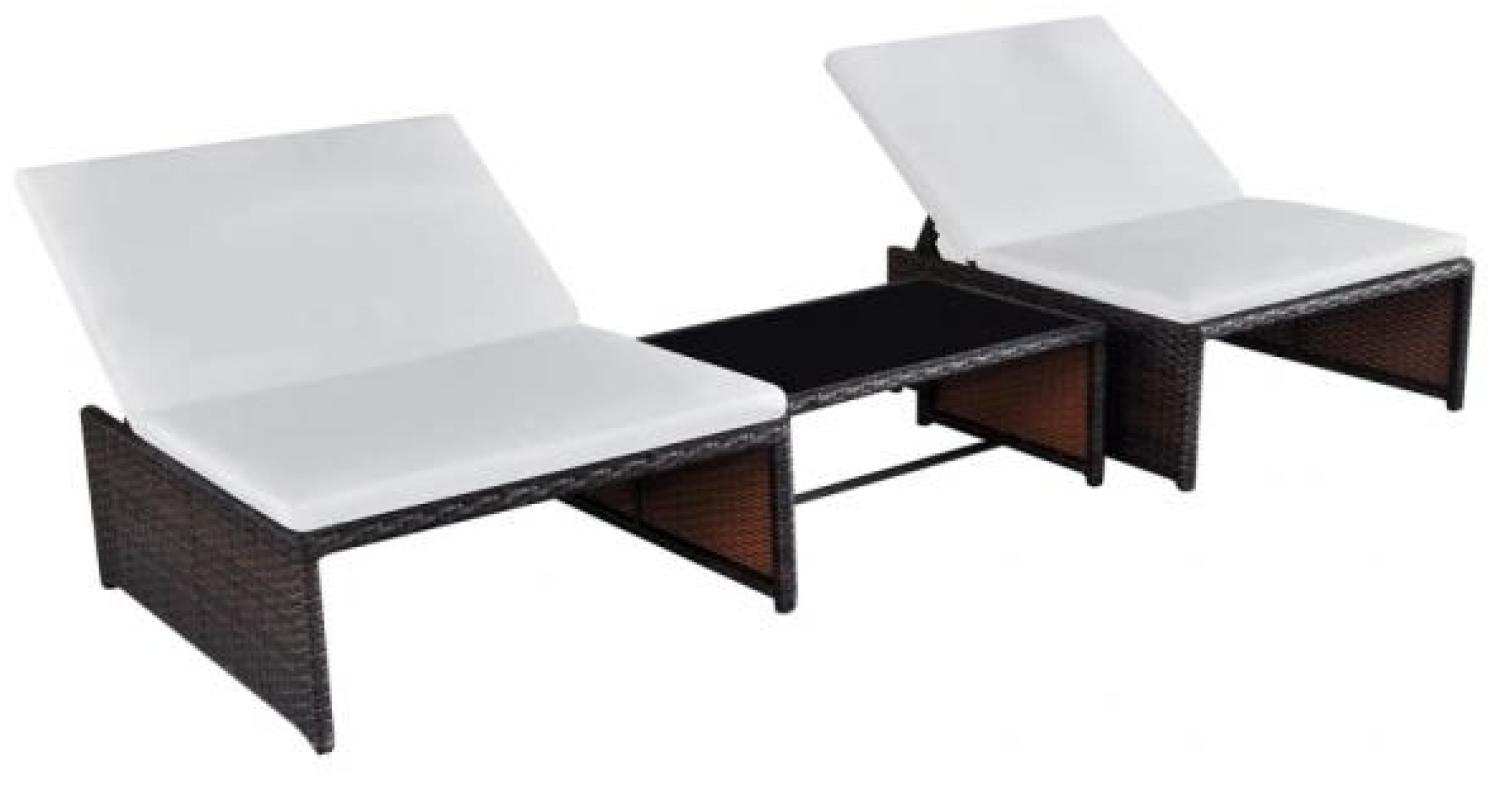 vidaXL Outdoor-Lehnstühle 2 Stk. mit Tisch Braun Poly Rattan 43068 Bild 1