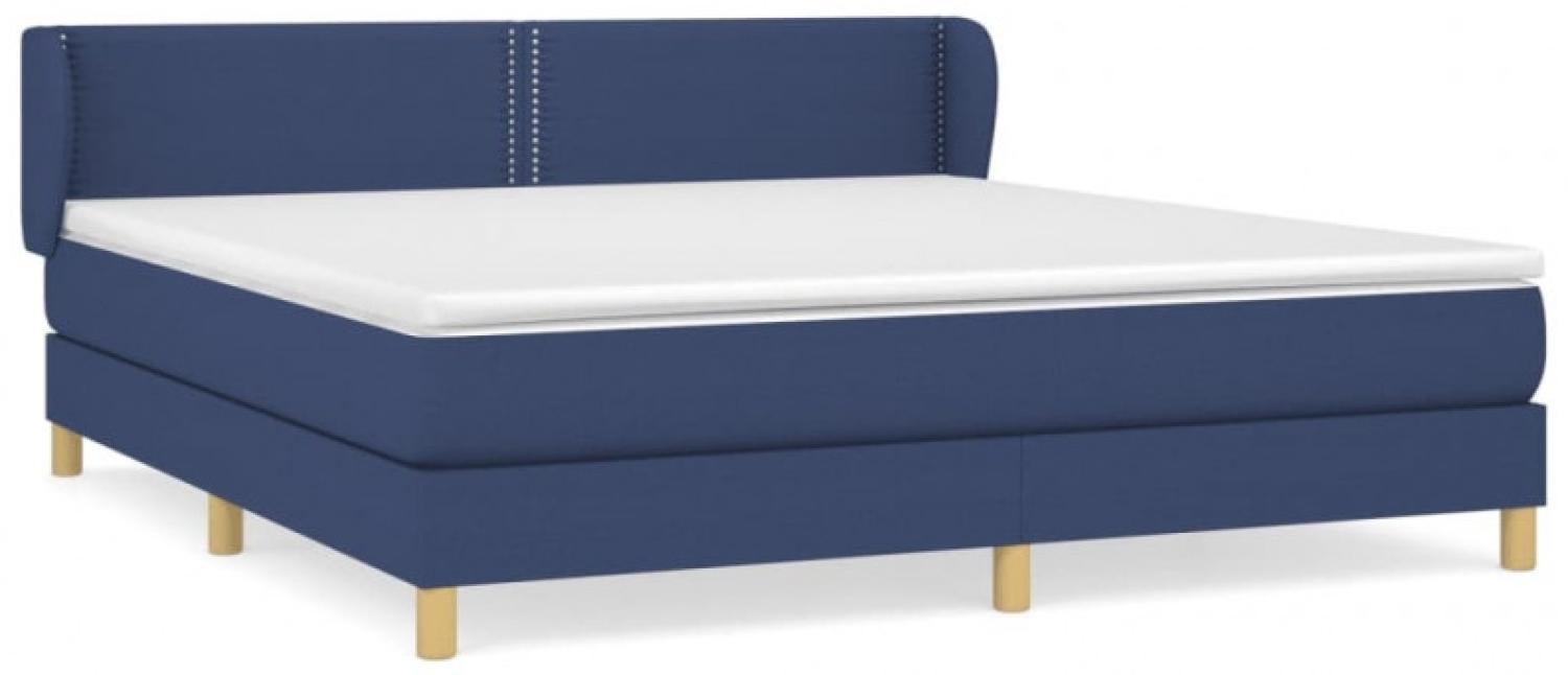 Boxspringbett mit Matratze Blau 160x200 cm Stoff (Farbe: Blau) Bild 1