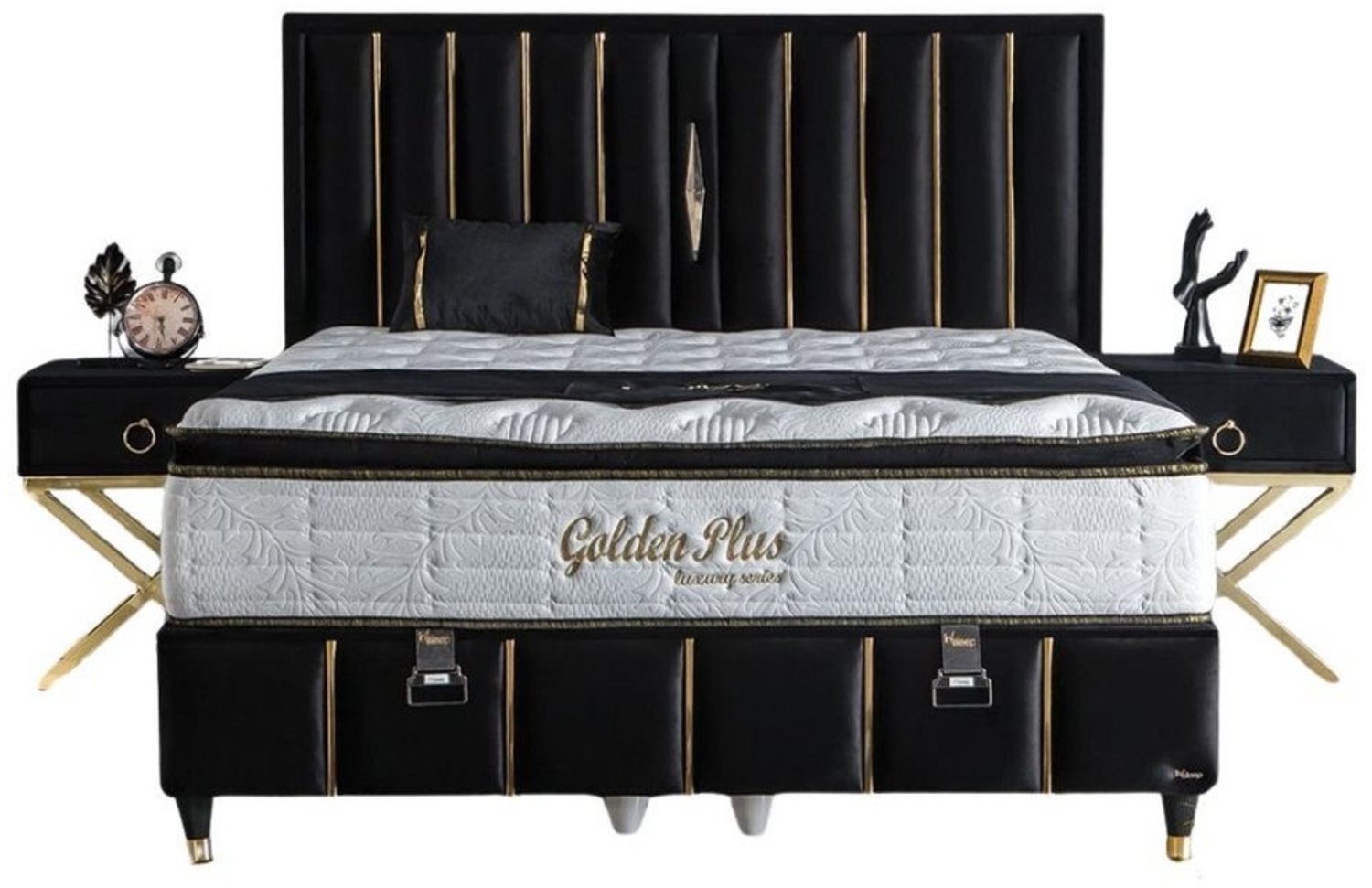 Villa Möbel Boxspringbett GOLDEN (Bett, Bett), Bettkasten mit XXL Stauraum & Gasdruckfedern für einfache Handhabung Bild 1
