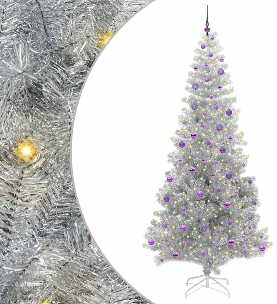 vidaXL Weihnachtsbaum mit 300 LEDs mit Ständer Silber 240 cm Haustier 3396698 Bild 1