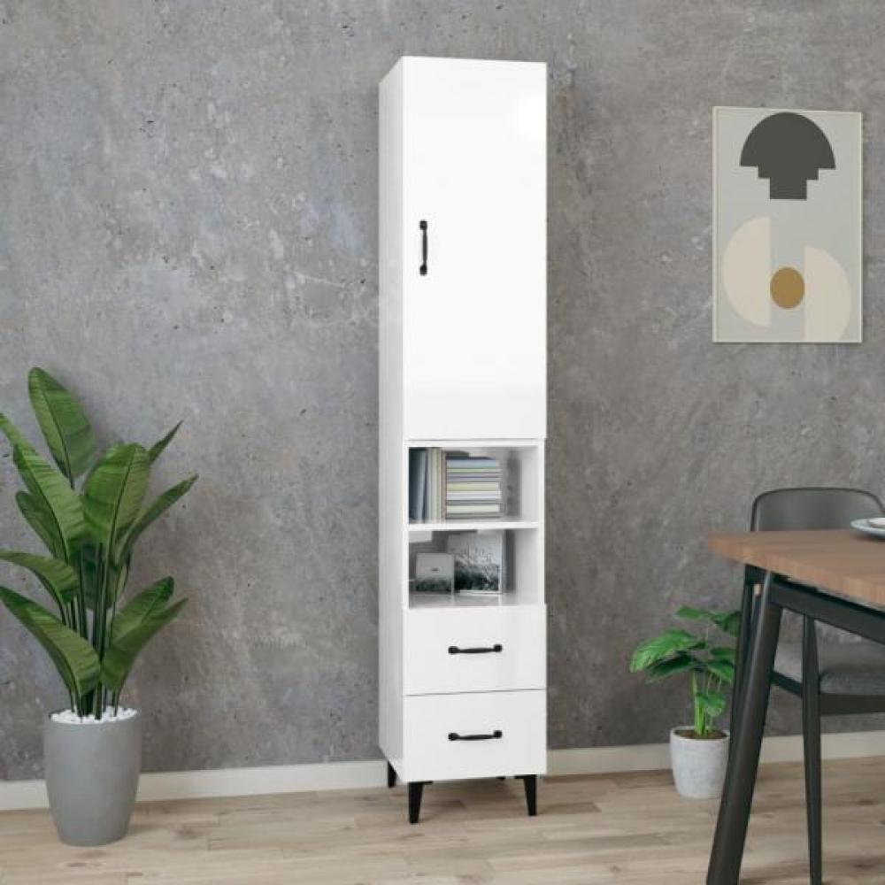 Highboard Hochglanz-Weiß 34,5 x 34 x 180 cm Holzwerkstoff [3115288] Bild 1