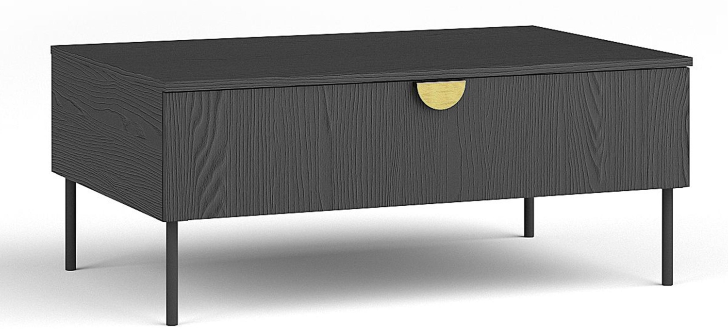 AX Living Couch Tisch Brunelli 100 Schwarz Holzoptik goldenem Griff Bild 1