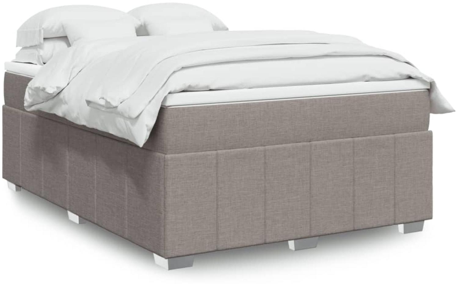 vidaXL Boxspringbett mit Matratze Taupe 140x200 cm Stoff 3285481 Bild 1