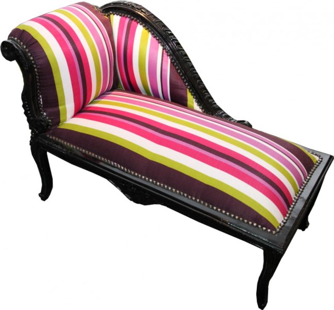 Casa Padrino Barock Kinder Chaiselongue Bunte Streifen / Schwarz - Tron Barock Möbel Bild 1