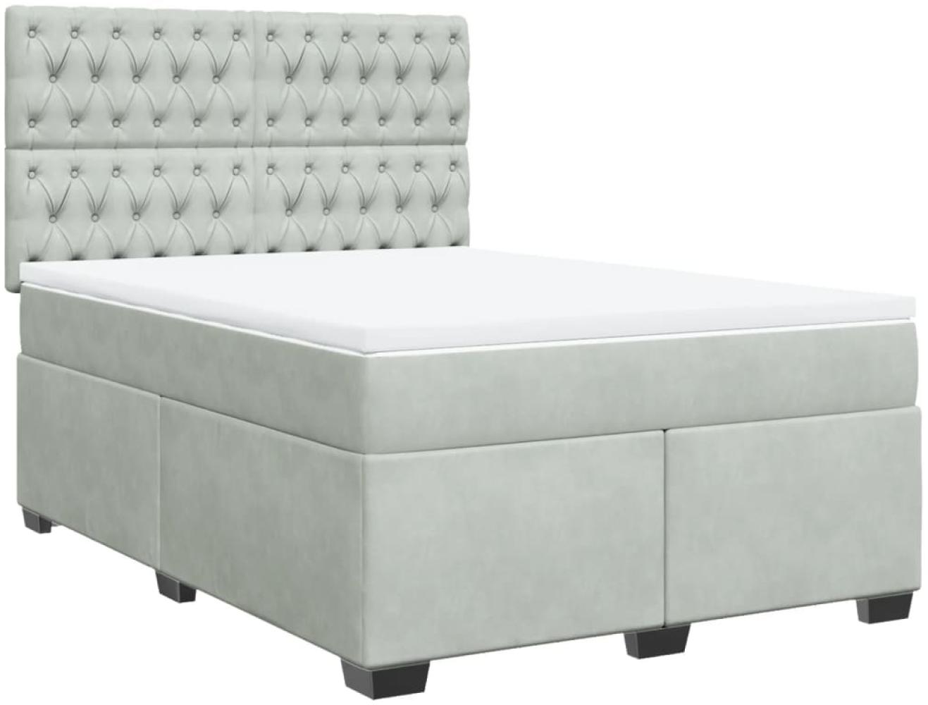 vidaXL Boxspringbett mit Matratze Hellgrau 140x200 cm Samt 3290936 Bild 1