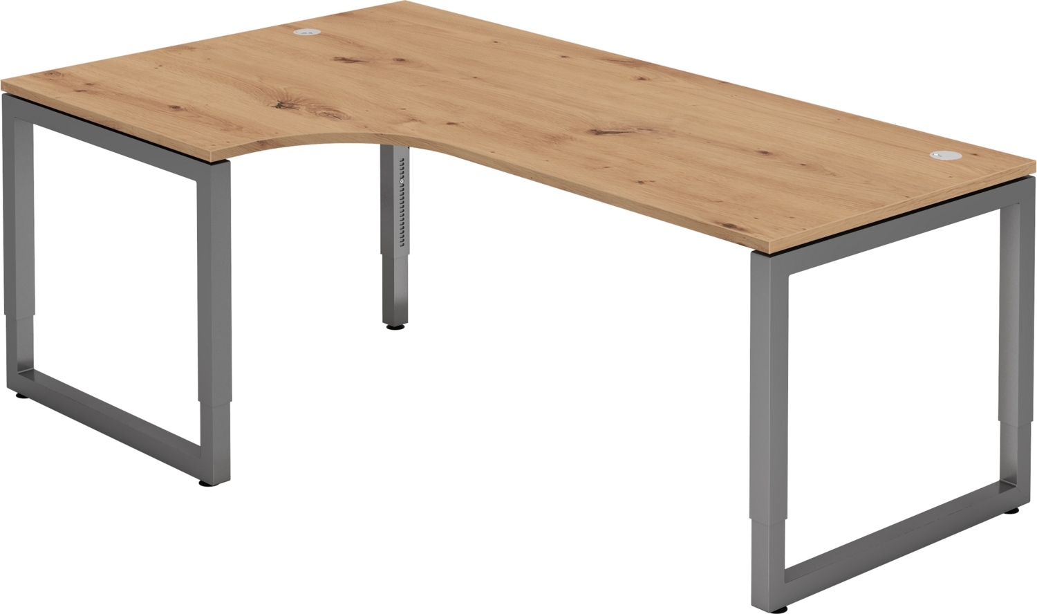 bümö höhenverstellbarer Eckschreibtisch R-Serie 200x120 cm in Asteiche, Gestell in Graphit - Schreibtisch L Form, großer Tisch für's Büro, Computertisch höhenverstellbar, RS-82-R-G Bild 1