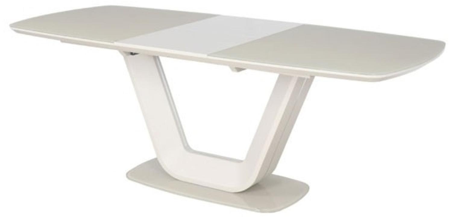 Esstisch Säulentisch Accra 160-220x90x76cm Creme MDF ausziehbar Bild 1