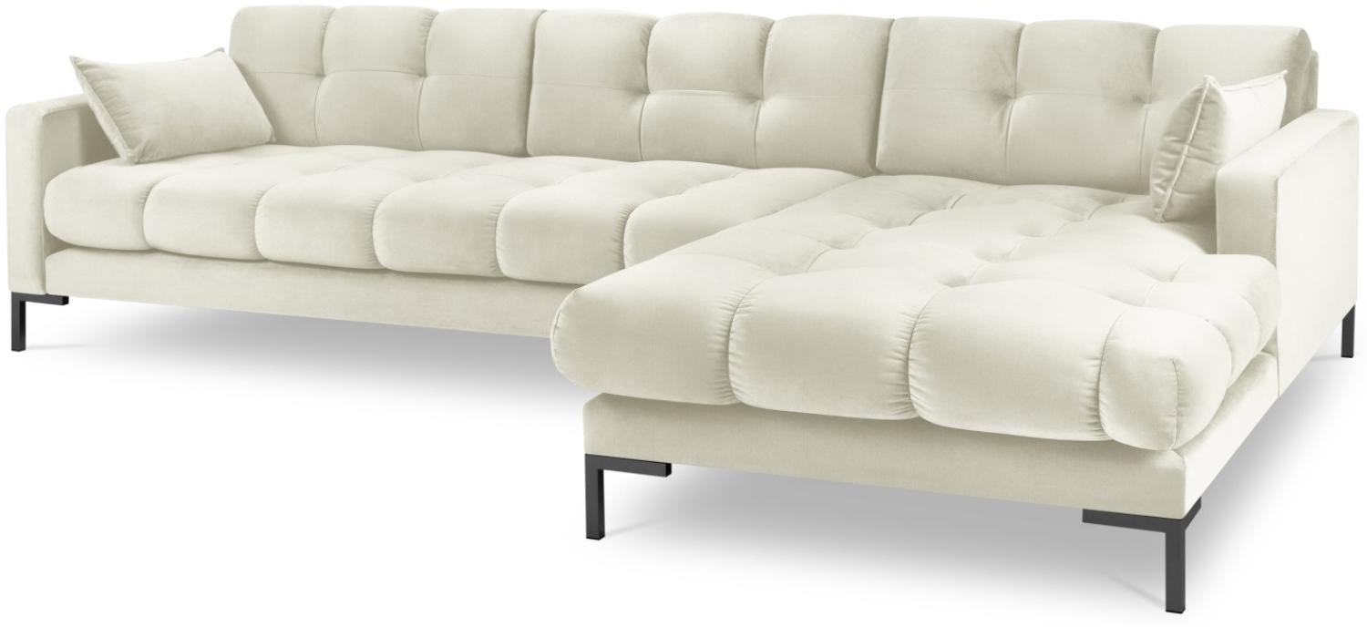 Micadoni 5-Sitzer Samtstoff Ecke rechts Sofa Mamaia | Bezug Light Beige | Beinfarbe Black Metal Bild 1