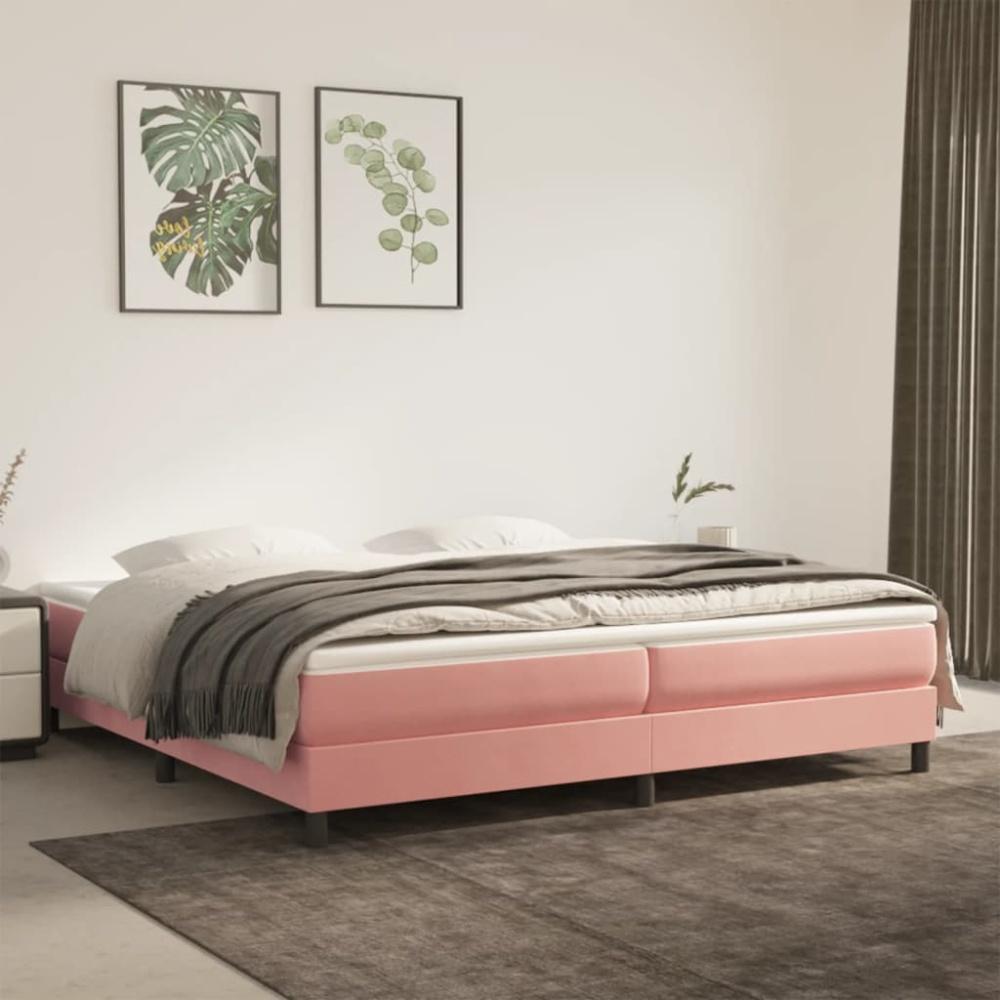 vidaXL Boxspringbett mit Matratze Rosa 200x200 cm Samt, Härtegrad: H2 [3144356] Bild 1