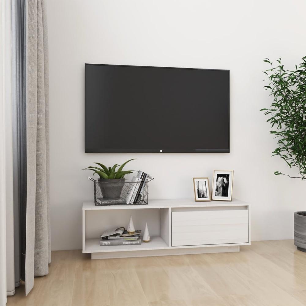 vidaXL TV-Schrank Weiß 110x30x33,5 cm Massivholz Kiefer 809889 Bild 1