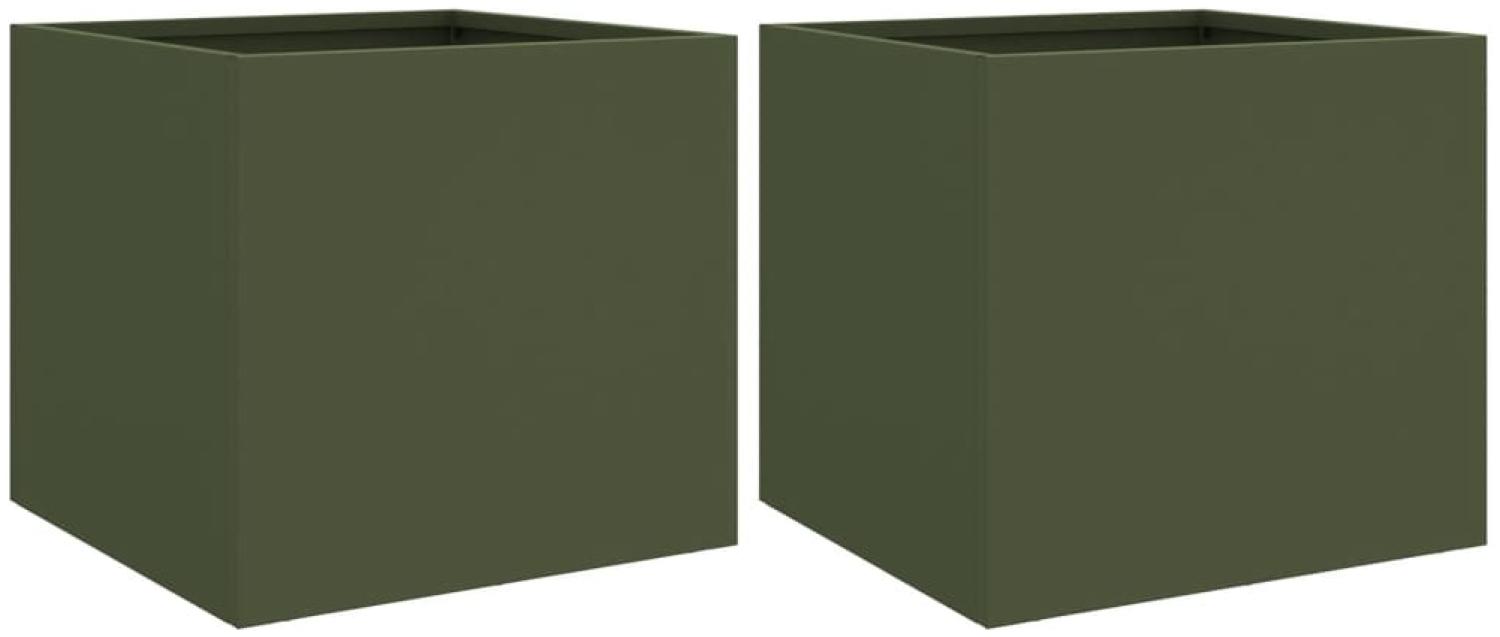 vidaXL Pflanzkübel 2 Stk. Olivgrün 32x30x29 cm Stahl 841542 Bild 1