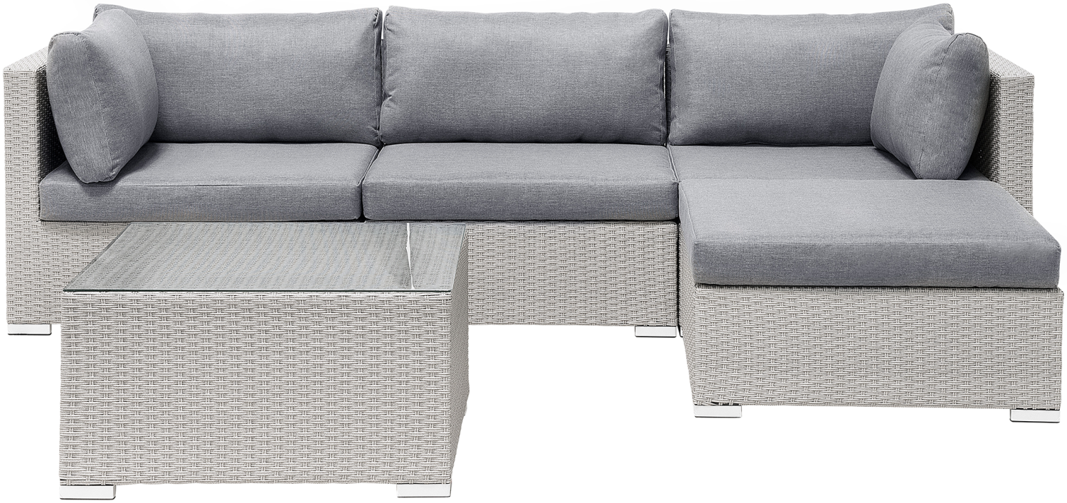 Lounge Set SANO PE Rattan Hellgrau Linksseitig Bild 1