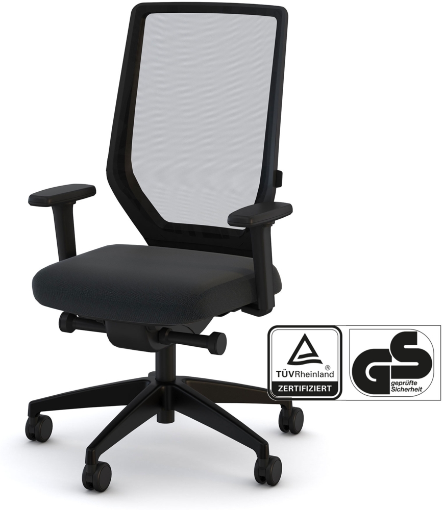 ASSMANN Bürostuhl Streamo Synchronmechanik mit Netzrücken Schwarz 65x61x116cm Textil Bild 1