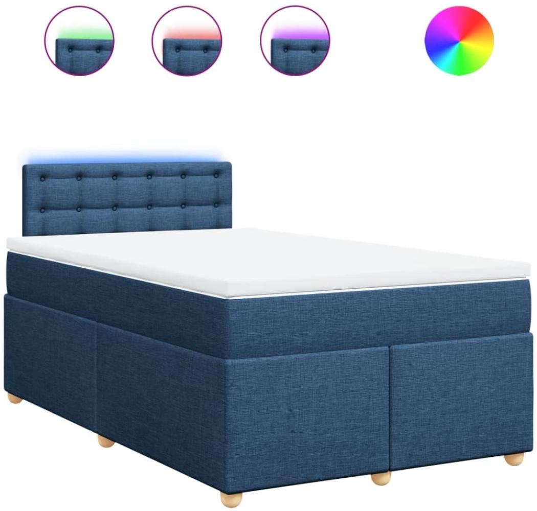 vidaXL Boxspringbett mit Matratze Blau 120x200 cm Stoff 3288967 Bild 1