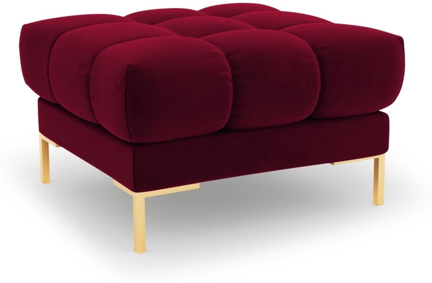 Micadoni Samtstoff Pouf Hocker Mamaia | Bezug Red | Beinfarbe Gold Metal Bild 1