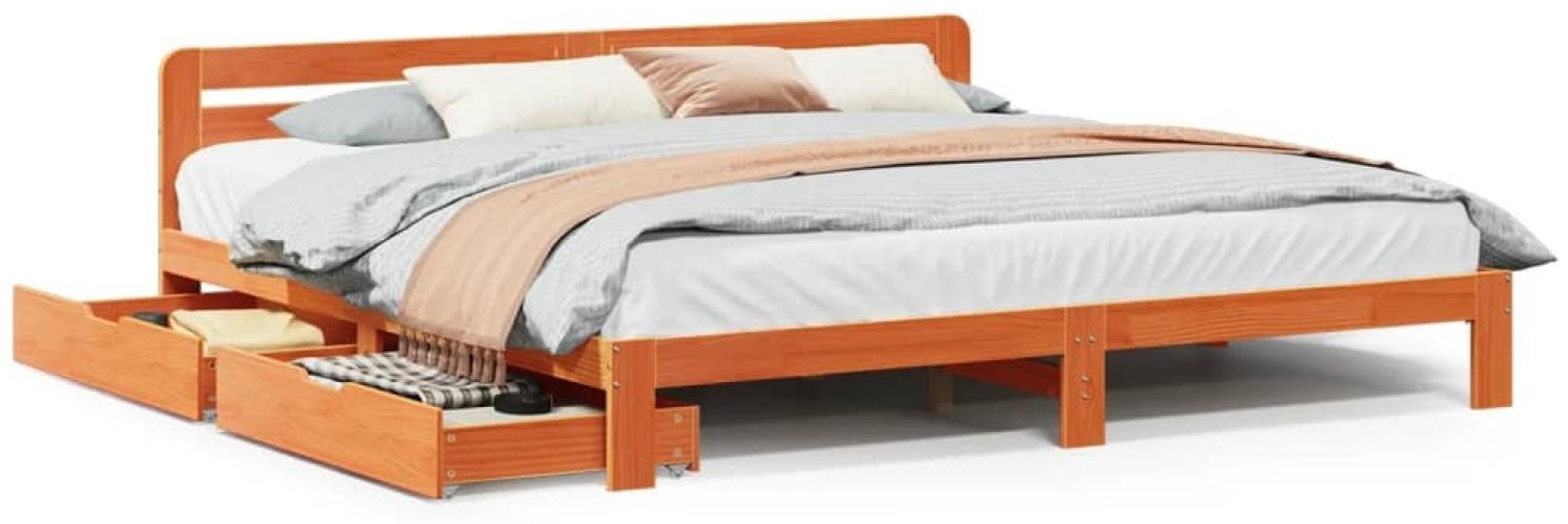 vidaXL Massivholzbett ohne Matratze Wachsbraun 180x200 Kiefernholz 3309856 Bild 1