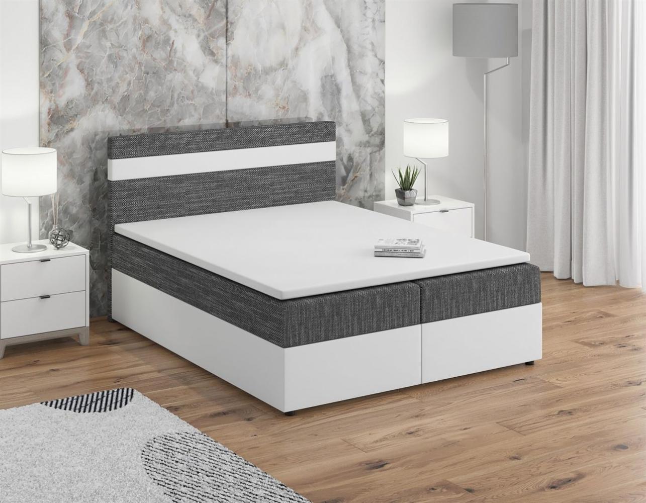 Boxspringbett INVERN 180x200cm Weiss-Grau Bild 1