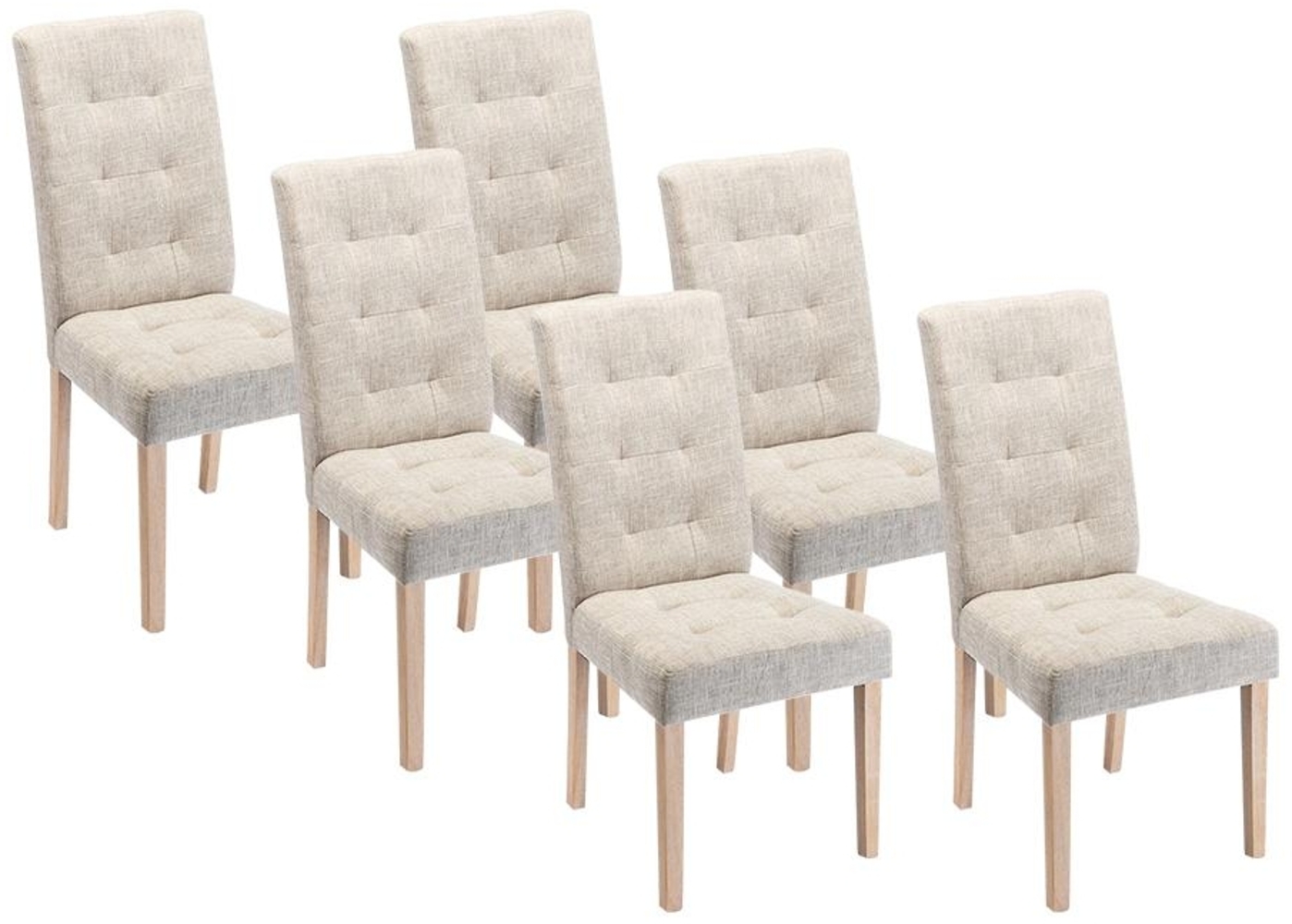 Vente-unique - Stuhl 6er-Set - Stoff & Holz - Beige - VILLOSA Bild 1
